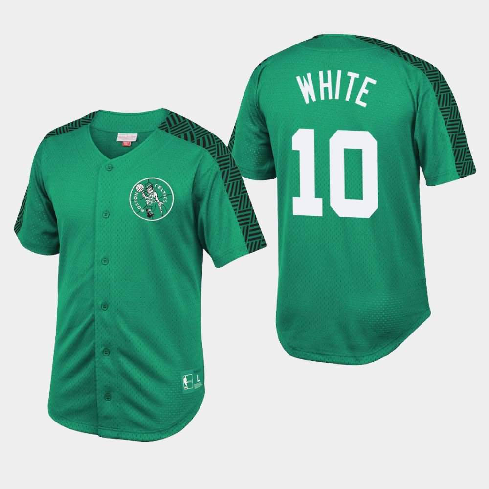 Men's Boston Celtics #10 Jo Jo White Kelly Green Mesh Button Front Winning T-Shirt MVP55E6N