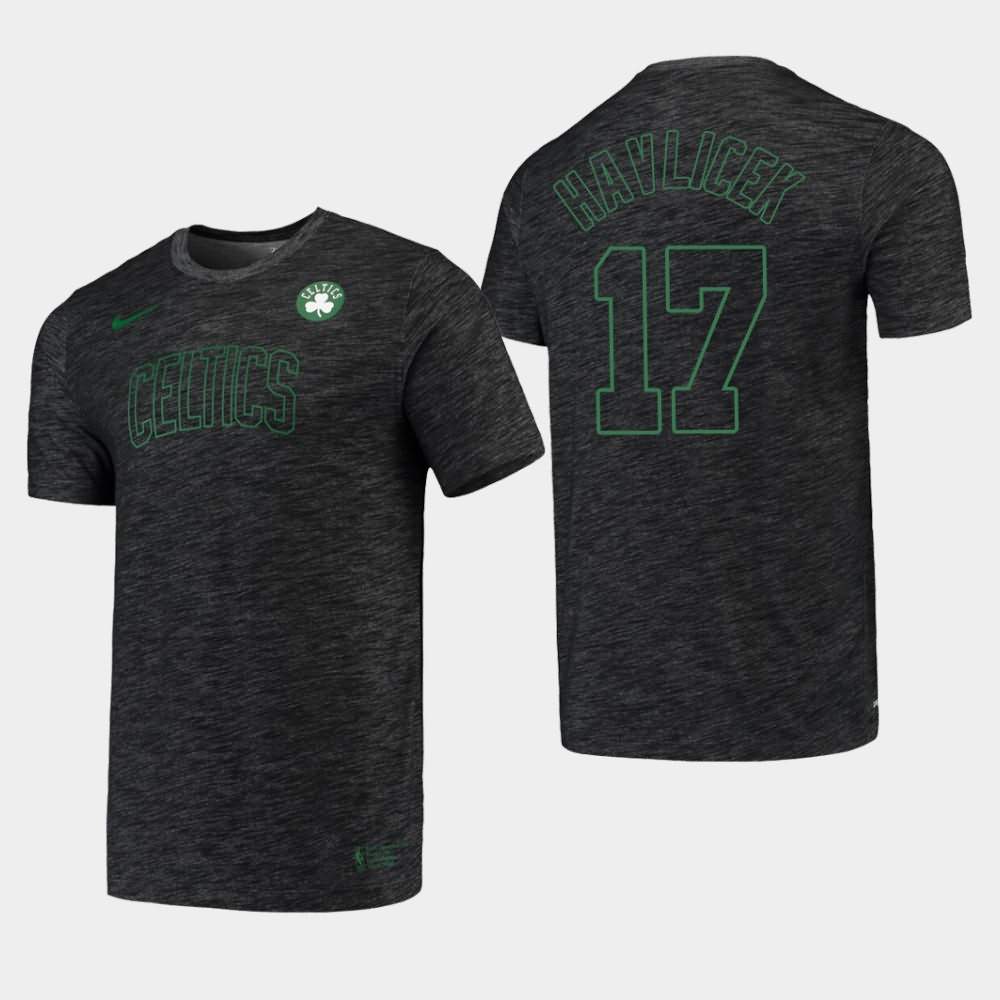 Men's Boston Celtics #17 John Havlicek Heathered Black Essential Facility Performance T-Shirt OKT21E0U