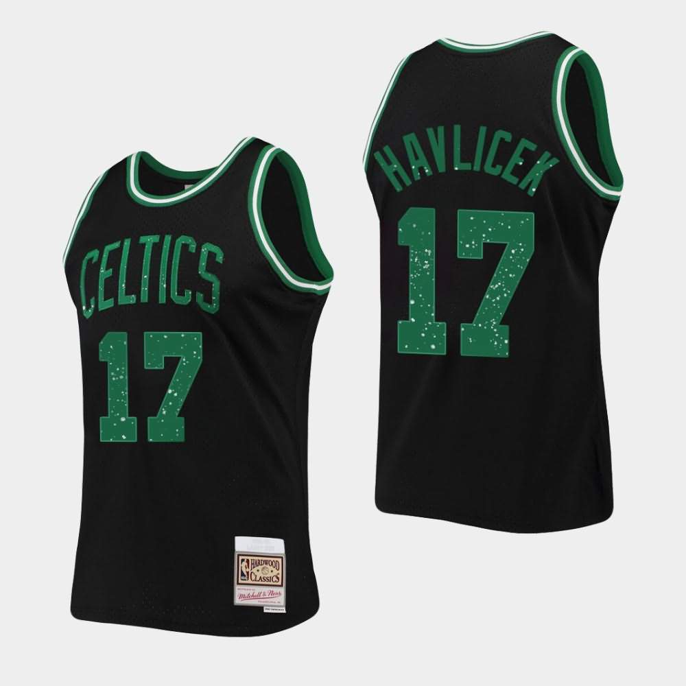 Men's Boston Celtics #17 John Havlicek Black Mitchell & Ness Rings Collection Jersey FRG37E1L