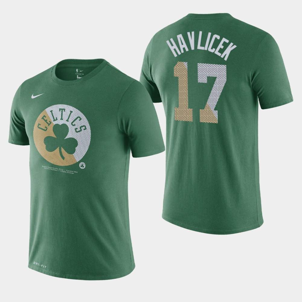 Men's Boston Celtics #17 John Havlicek Green Essential Dry Team Logo T-Shirt RTY78E8K