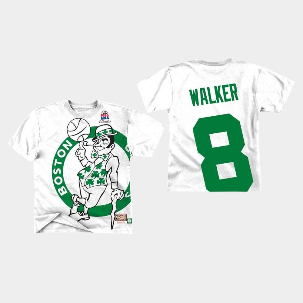 Men's Boston Celtics #8 Kemba Walker White Mitchell & Ness Big Face T-Shirt QEW31E1Z
