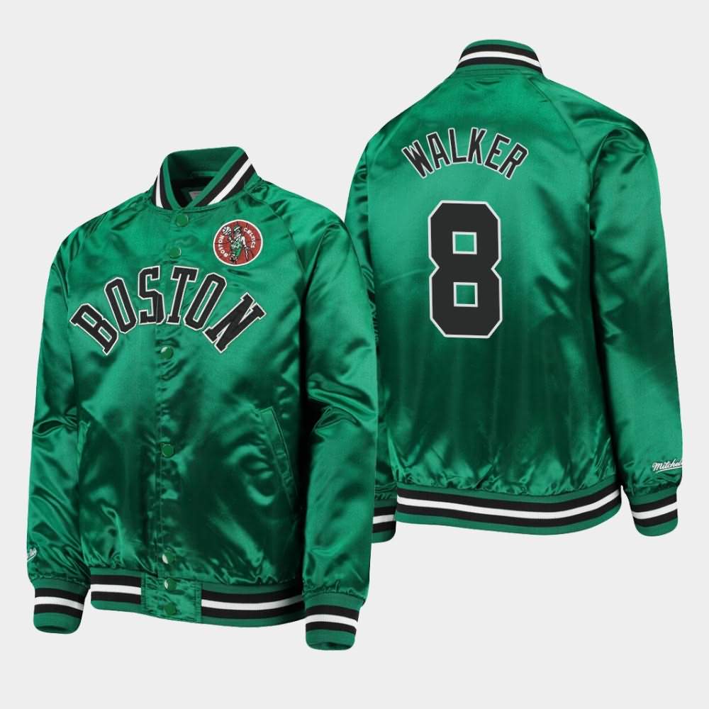 Youth Boston Celtics #8 Kemba Walker Kelly Green Mitchell & Ness Lightweight Satin Raglan Full-Snap Hardwood Classics Jacket UQT81E5S
