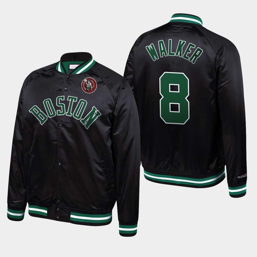 Men's Boston Celtics #8 Kemba Walker Black Mitchell & Ness Satin Raglan Full-Snap Hardwood Classics Jacket VCG34E3M