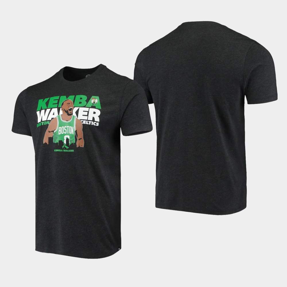 Men's Boston Celtics #8 Kemba Walker Heathered Black Player Graphic T-Shirt QEP01E5L