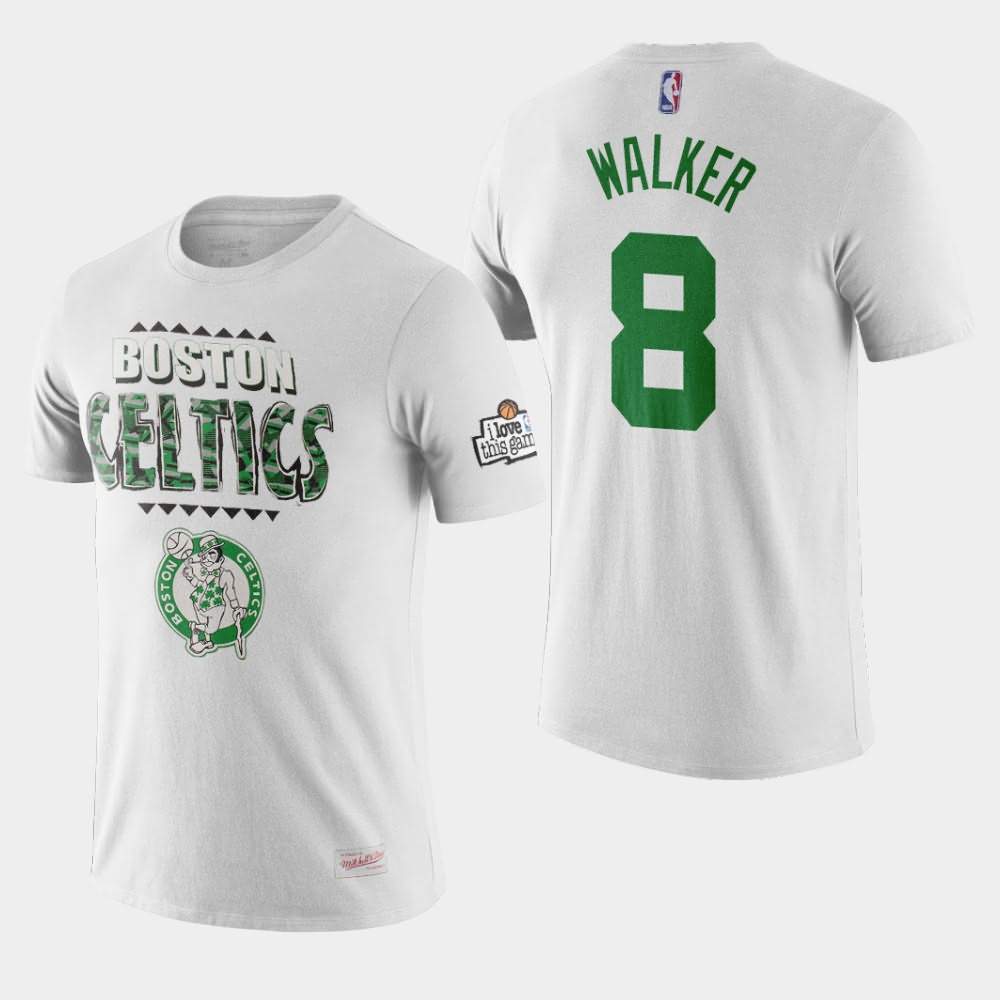 Men's Boston Celtics #8 Kemba Walker White Running Out the Clock Team Kente Letter T-Shirt IFS23E1X