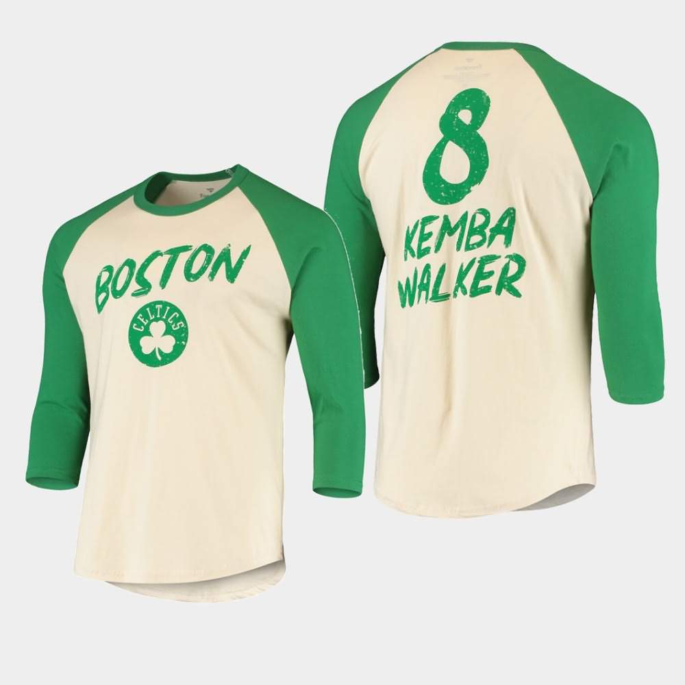 Men's Boston Celtics #8 Kemba Walker Cream Green Raglan Sleeve Top Scorer T-Shirt QTU83E5T