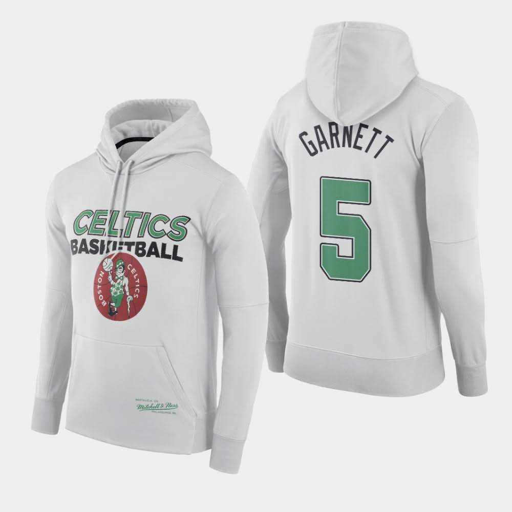 Men's Boston Celtics #5 Kevin Garnett White Throwback Logo Hoodie ODV80E0N