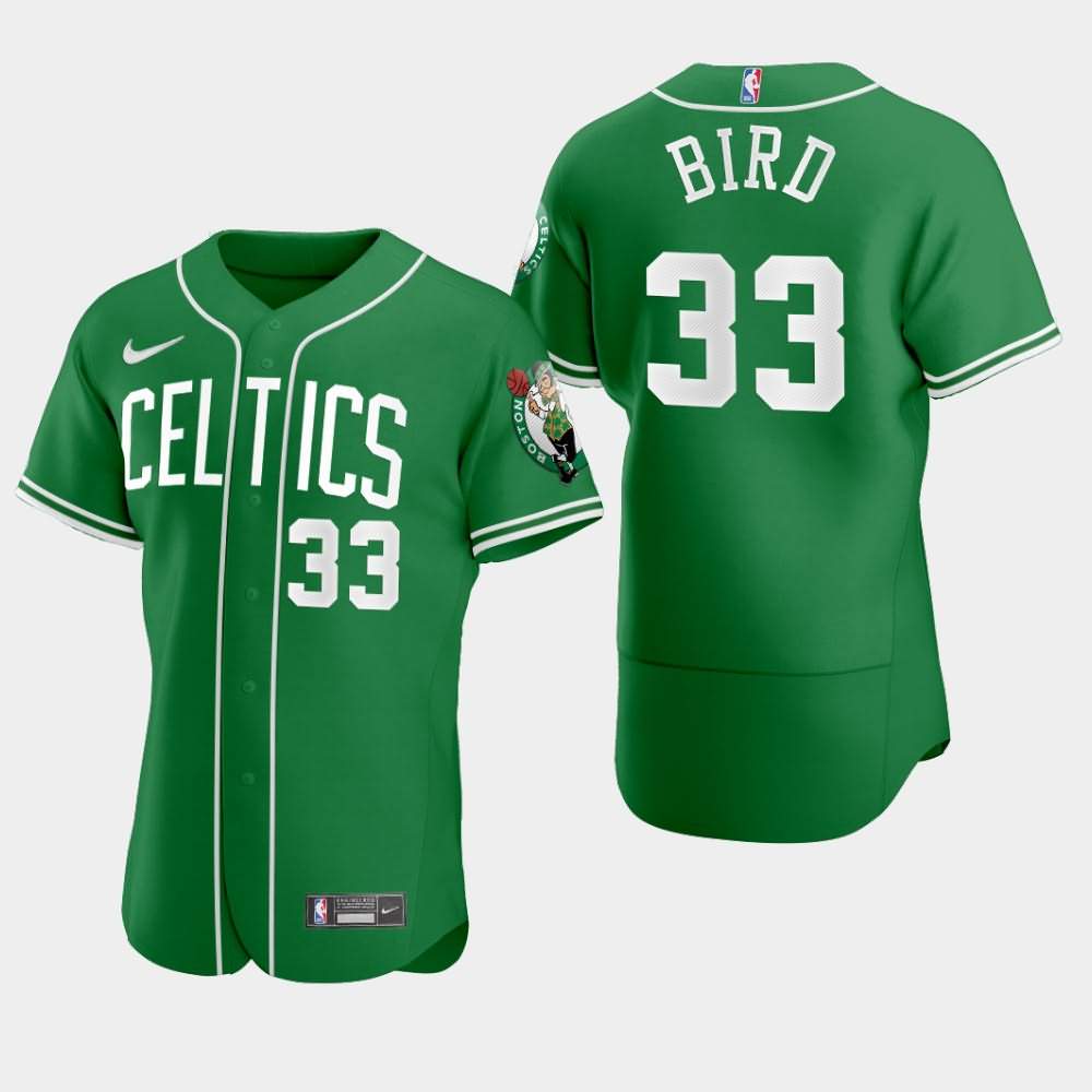 Men's Boston Celtics #33 Larry Bird Green 2020 MLB Crossover Jersey VEL34E6J