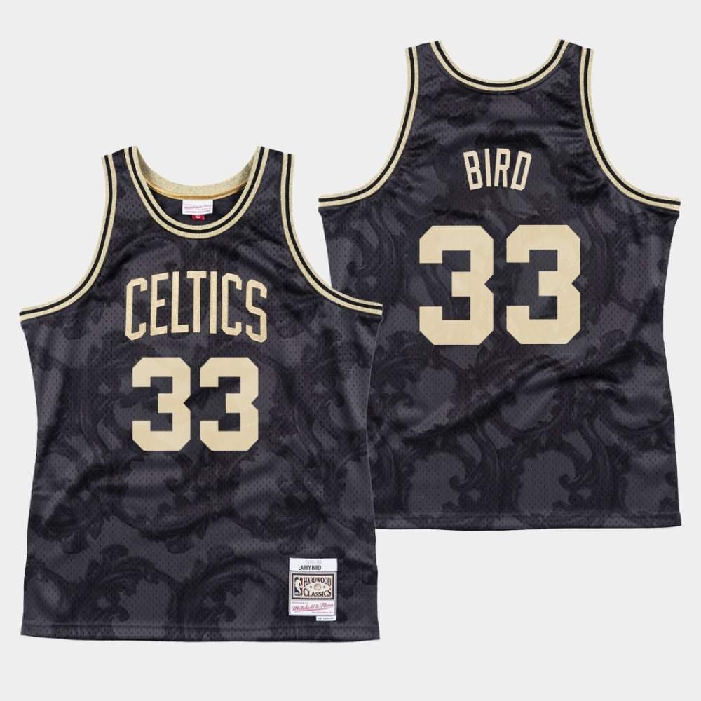 Men's Boston Celtics #33 Larry Bird Black Mitchell & Ness Classic Toile Jersey HZP16E7V