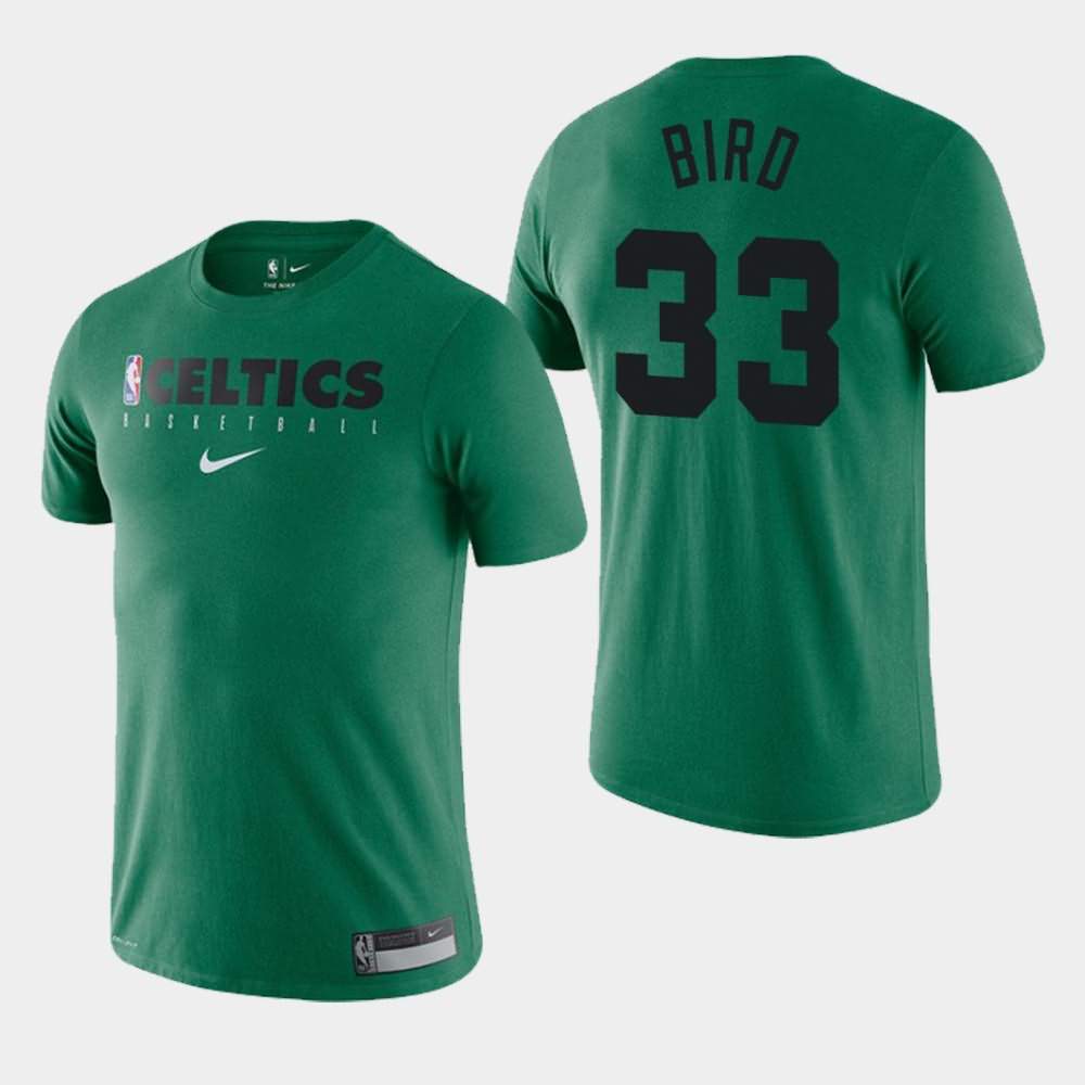 Men's Boston Celtics #33 Larry Bird Green Practice Performance Essential T-Shirt BUD45E3S
