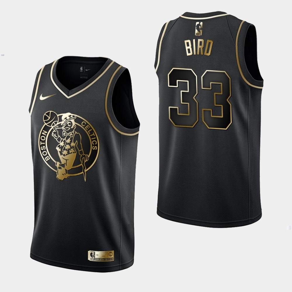 Men's Boston Celtics #33 Larry Bird Black Golden Edition Jersey XZE52E1W