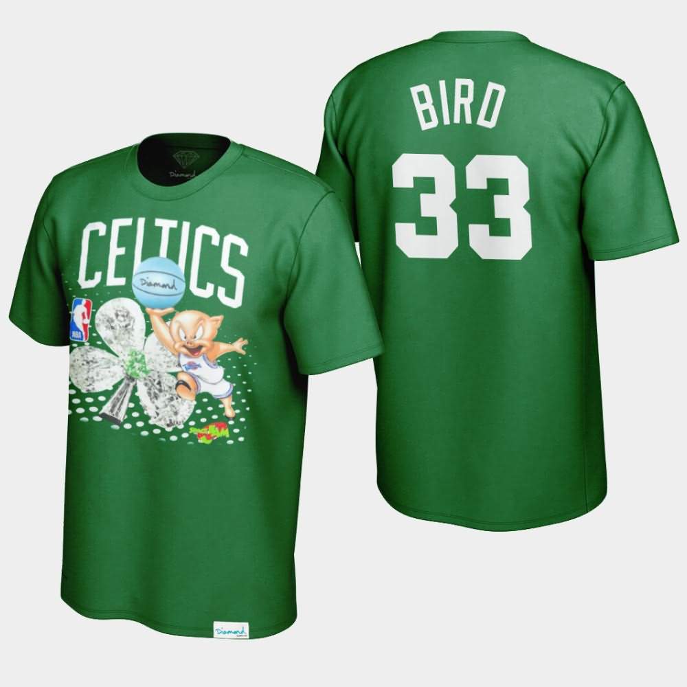 Men's Boston Celtics #33 Larry Bird Green Diamond Supply Co. x Space Jam x NBA Looney Tunes T-Shirt CFV36E3P