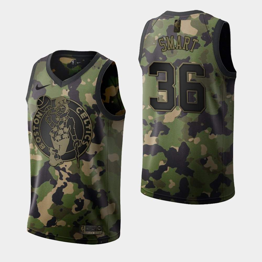 Men's Boston Celtics #36 Marcus Smart Green Camouflage 2019 Memorial Day Jersey PZB23E7P