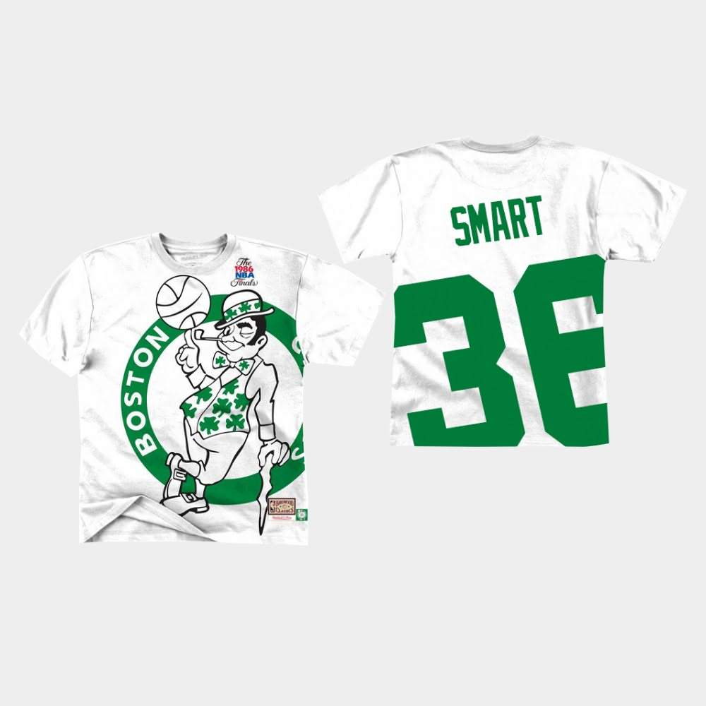 Men's Boston Celtics #36 Marcus Smart White Mitchell & Ness Big Face T-Shirt IQD46E8N