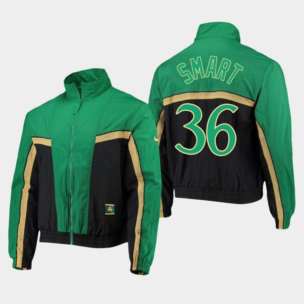 Men's Boston Celtics #36 Marcus Smart Black Kelly Green 2.0 Courtside Full-Zip City Jacket CRB23E3Z