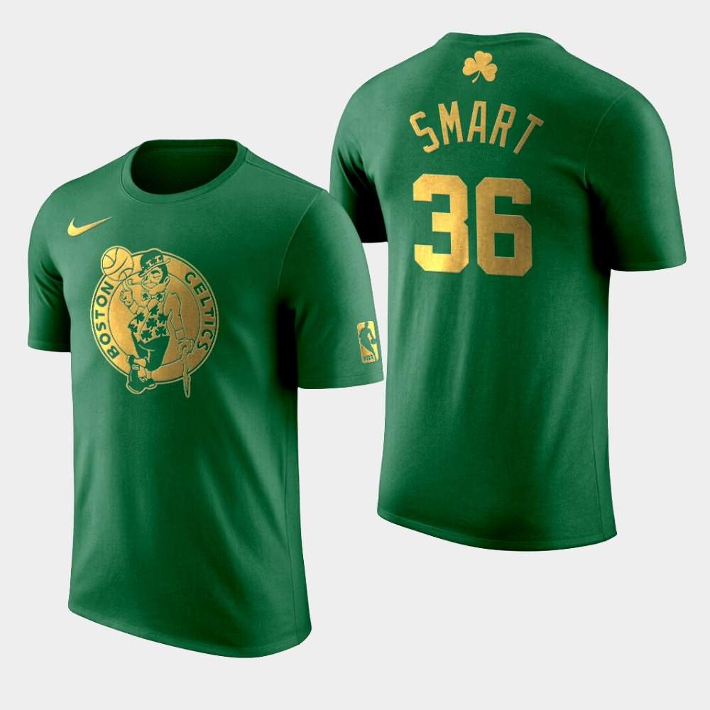 Men's Boston Celtics #36 Marcus Smart Green Golden Edition St. Patrick's Day T-Shirt ZPW03E1C