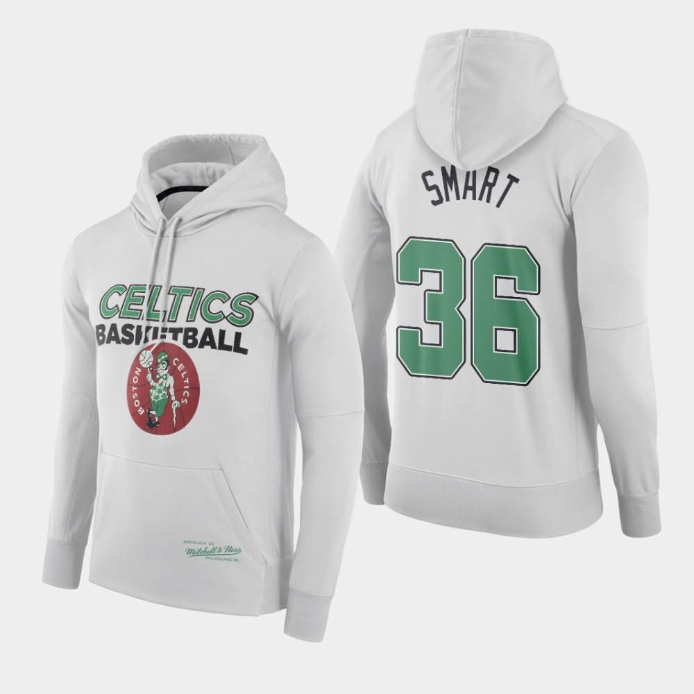 Men's Boston Celtics #36 Marcus Smart White Throwback Logo Hoodie AMC78E3G