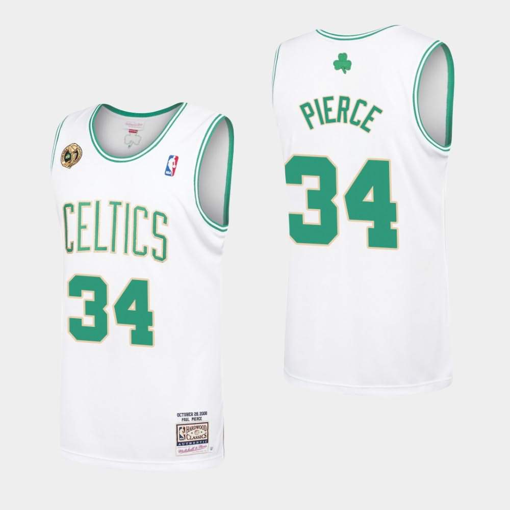 Men's Boston Celtics #34 Paul Pierce White Hardwood Classics Swingman 2008 NBA Champions Jersey IGP65E8Q