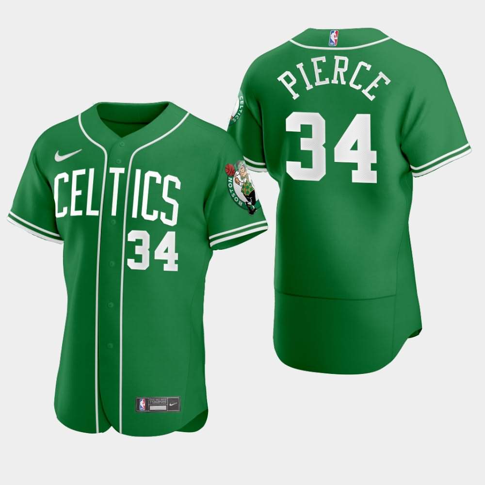 Men's Boston Celtics #34 Paul Pierce Green 2020 MLB Crossover Jersey IMM10E3K