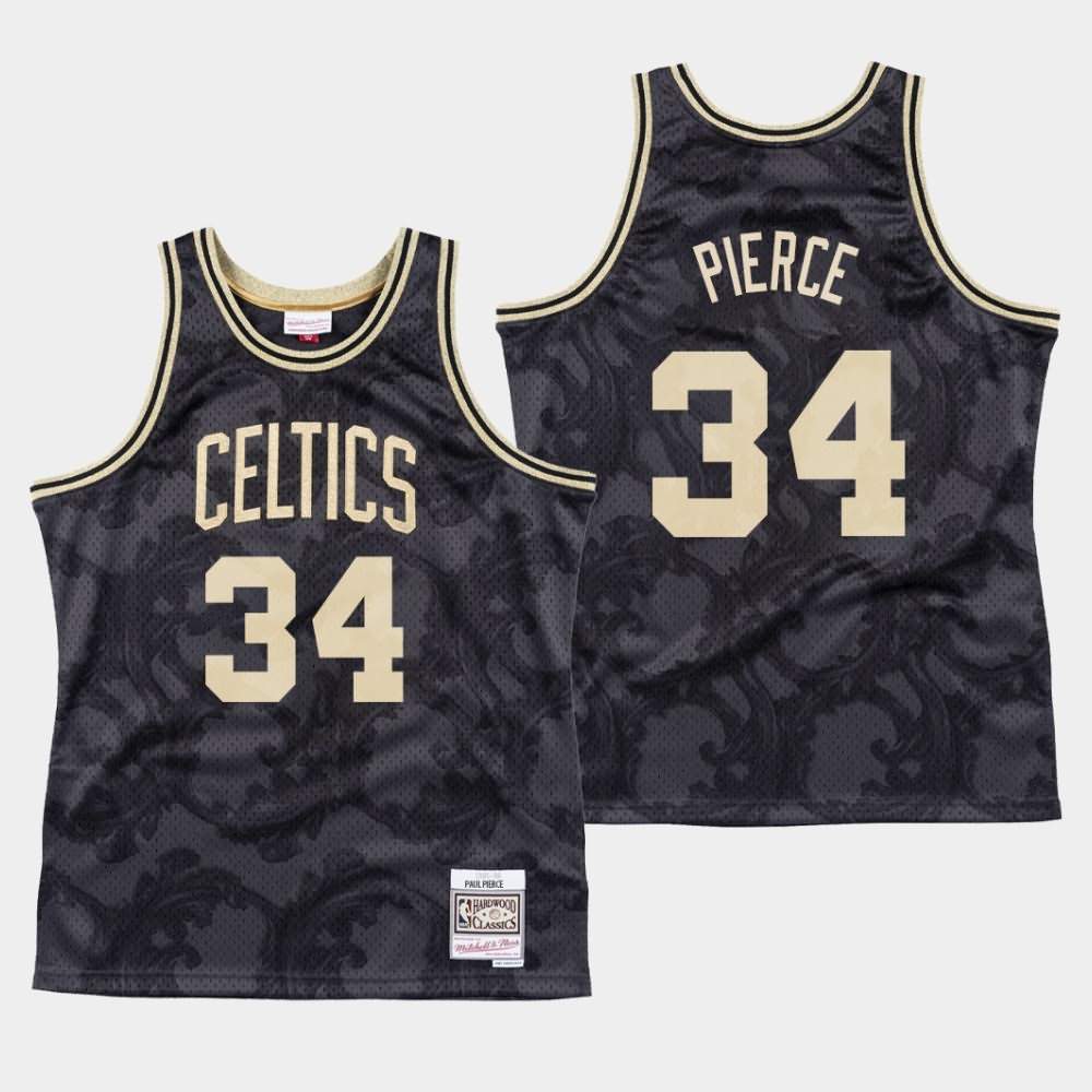 Men's Boston Celtics #34 Paul Pierce Black Mitchell & Ness Classic Toile Jersey YRI45E4A