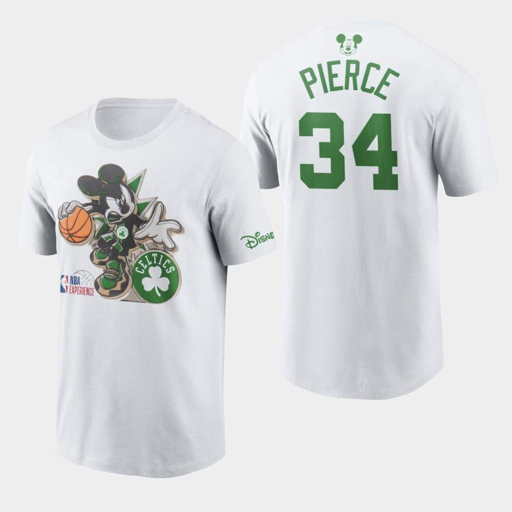 Men's Boston Celtics #34 Paul Pierce White Mickey Mouse Disney T-Shirt SDL66E5I