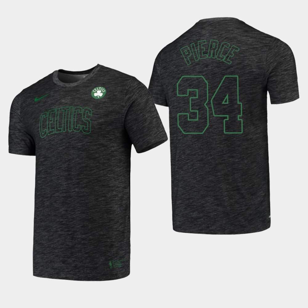 Men's Boston Celtics #34 Paul Pierce Heathered Black Essential Facility Performance T-Shirt WUU06E8Z