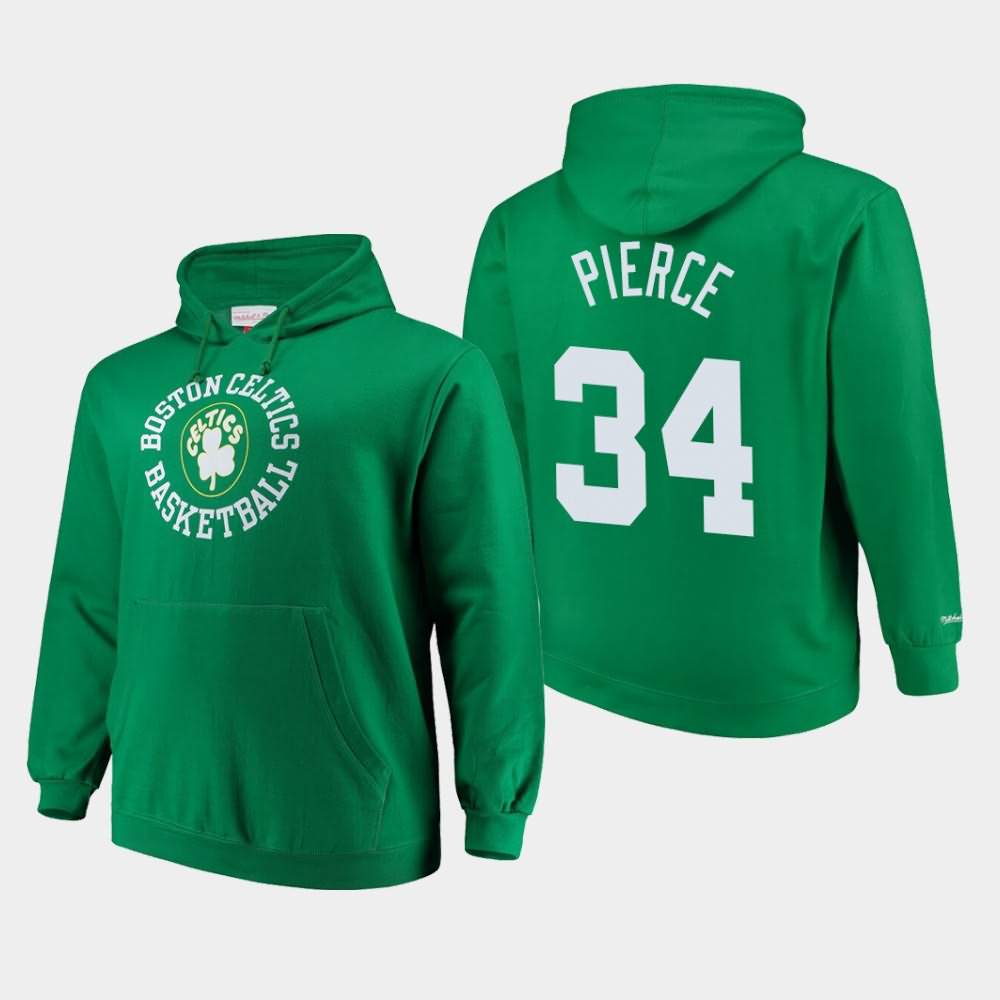 Men's Boston Celtics #34 Paul Pierce Kelly Green Mitchell & Ness Pullover Throwback Logo Hoodie MNL41E6Y