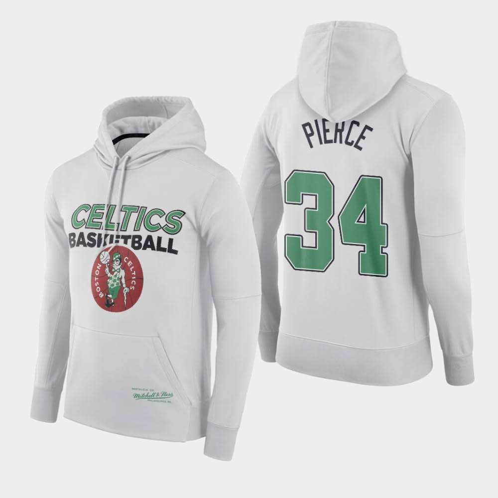 Men's Boston Celtics #34 Paul Pierce White Throwback Logo Hoodie REN12E8X
