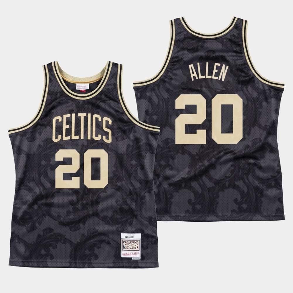 Men's Boston Celtics #20 Ray Allen Black Mitchell & Ness Classic Black Toile Jersey MHN11E7E