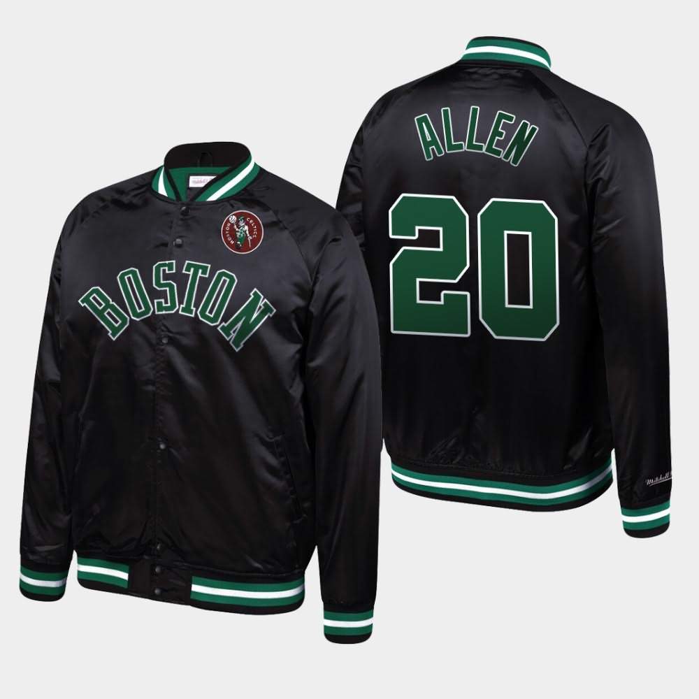 Men's Boston Celtics #20 Ray Allen Black Mitchell & Ness Satin Raglan Full-Snap Hardwood Classics Jacket SAK20E6N