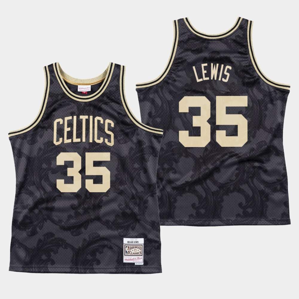 Men's Boston Celtics #35 Reggie Lewis Black Mitchell & Ness Classic Black Toile Jersey JZK33E8N