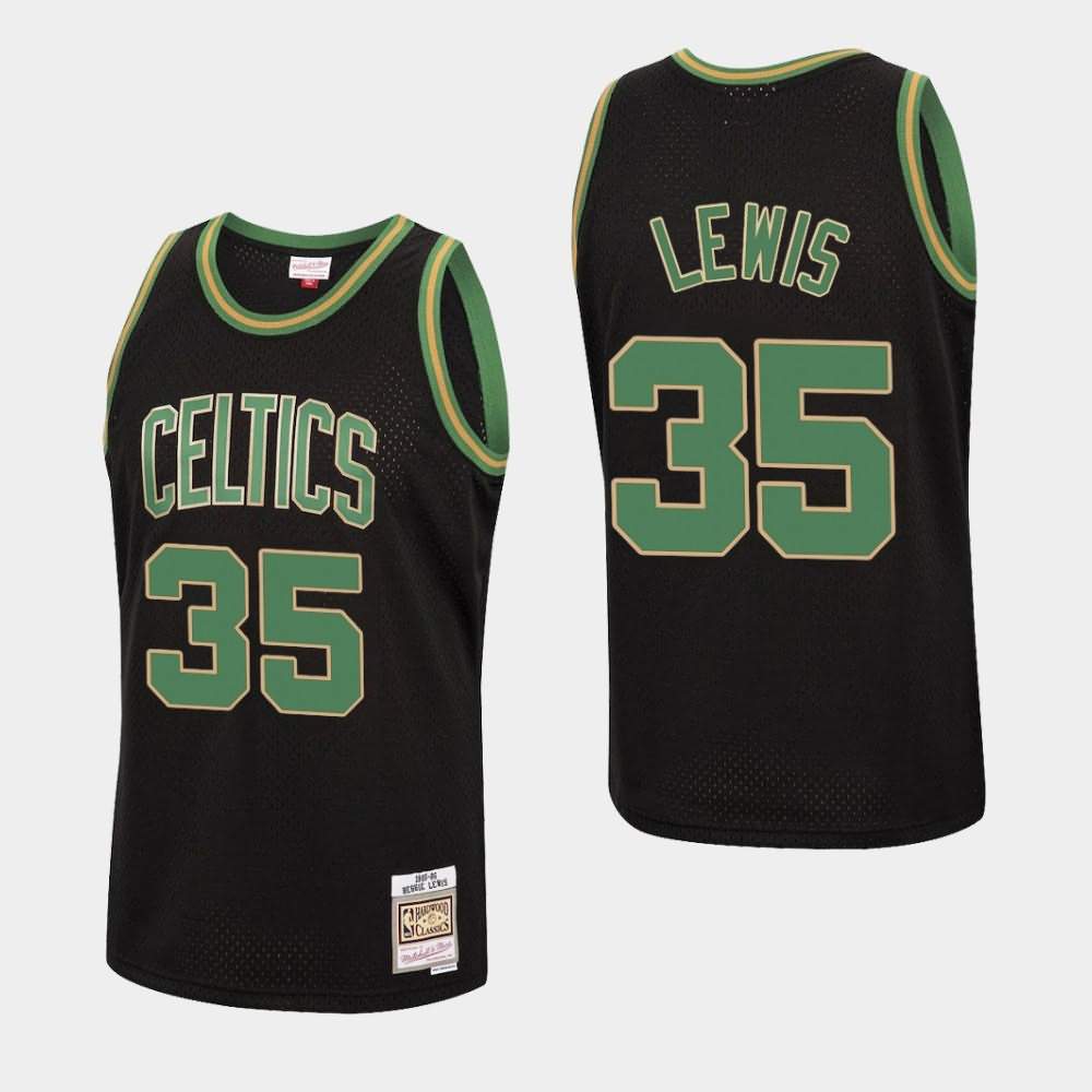 Men's Boston Celtics #35 Reggie Lewis Black Hardwood Classics Reload Jersey XOH24E8U