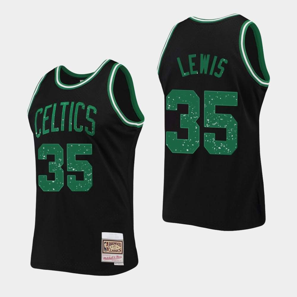 Men's Boston Celtics #35 Reggie Lewis Black Mitchell & Ness Rings Collection Jersey KZG04E3A