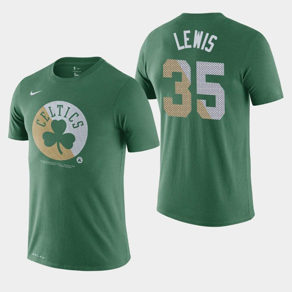 Men's Boston Celtics #35 Reggie Lewis Green Essential Dry Team Logo T-Shirt ESI43E7C