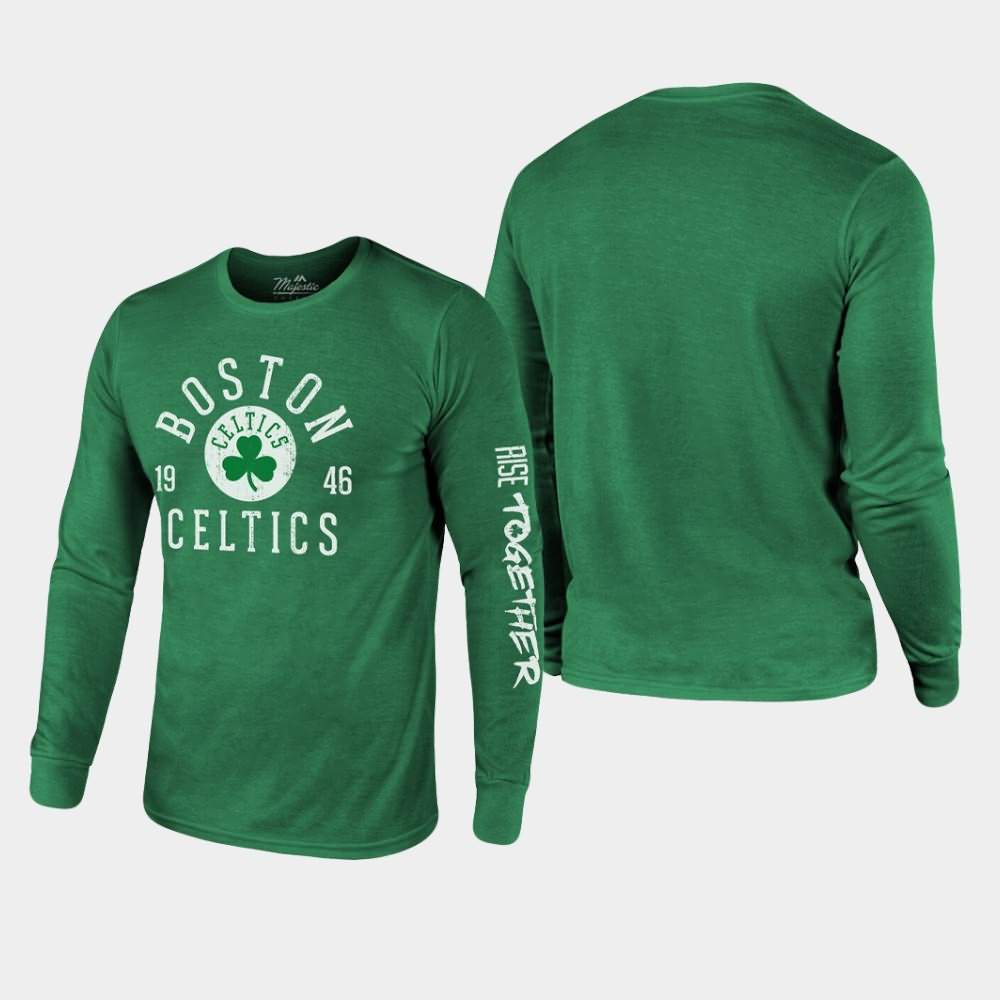 Men's Boston Celtics Kelly Green Tri-Blend Long Sleeve Rise Together T-Shirt NXN82E1K