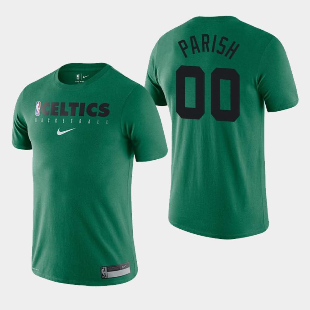 Men's Boston Celtics #00 Robert Parish Green Practice Performance Essential T-Shirt BAL57E2Y