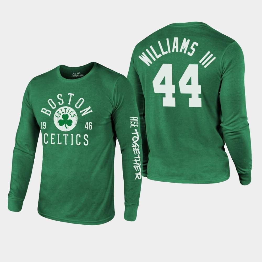 Men's Boston Celtics #44 Robert Williams III Kelly Green Tri-Blend Long Sleeve Rise Together T-Shirt XZQ73E8C