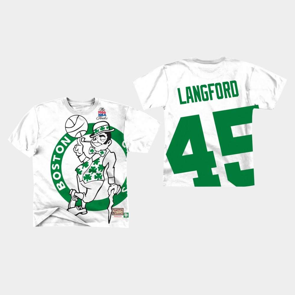 Men's Boston Celtics #45 Romeo Langford White Mitchell & Ness Big Face T-Shirt XXC60E7C