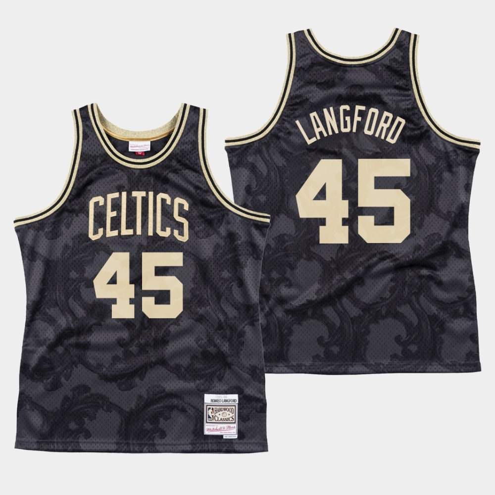 Men's Boston Celtics #45 Romeo Langford Black Mitchell & Ness Classic Toile Jersey VEA23E7L