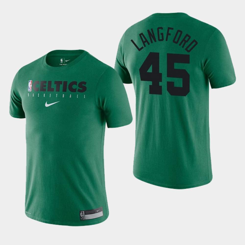 Men's Boston Celtics #45 Romeo Langford Green Practice Performance Essential T-Shirt LKI06E8G