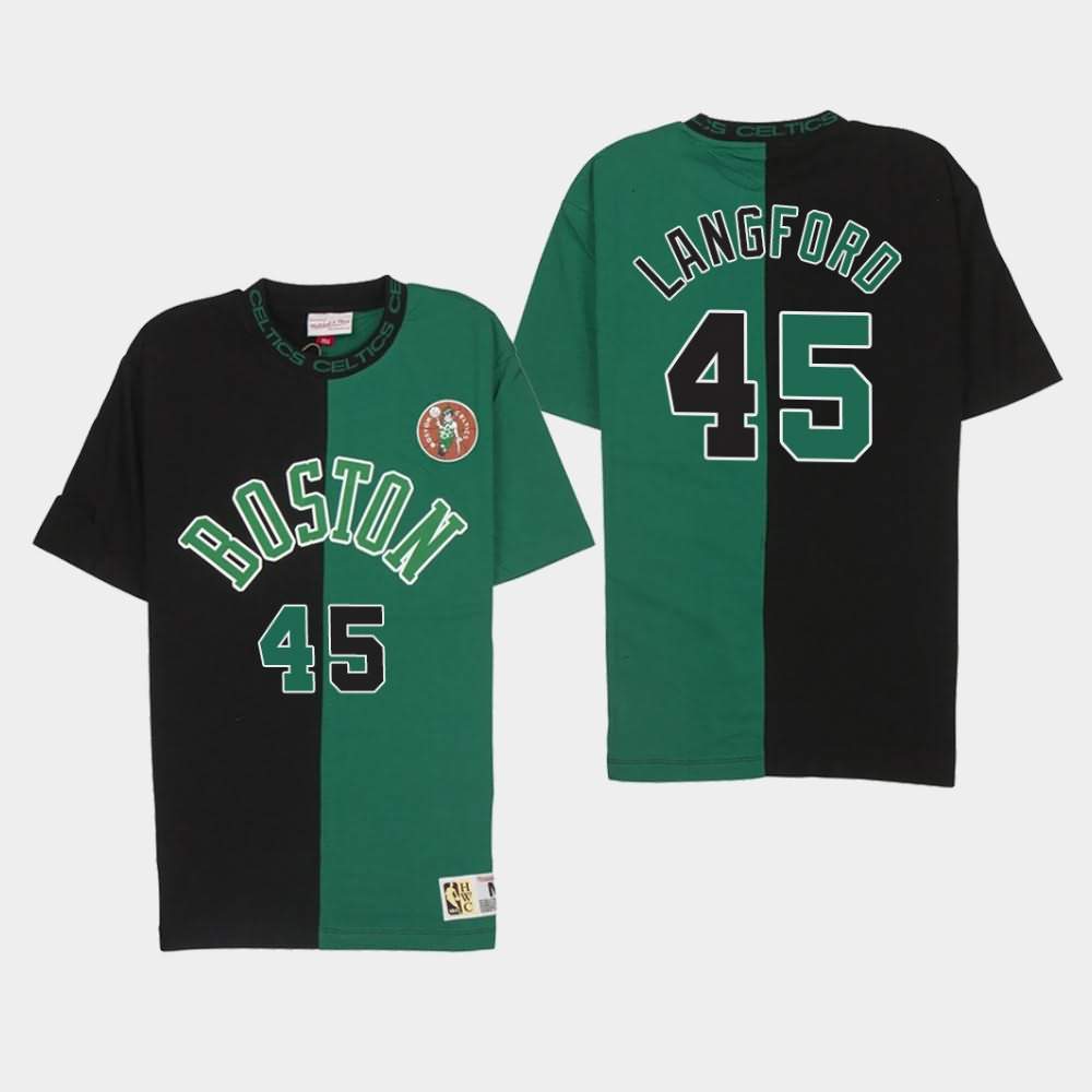 Men's Boston Celtics #45 Romeo Langford Black Green Split Color T-Shirt IEB18E6T