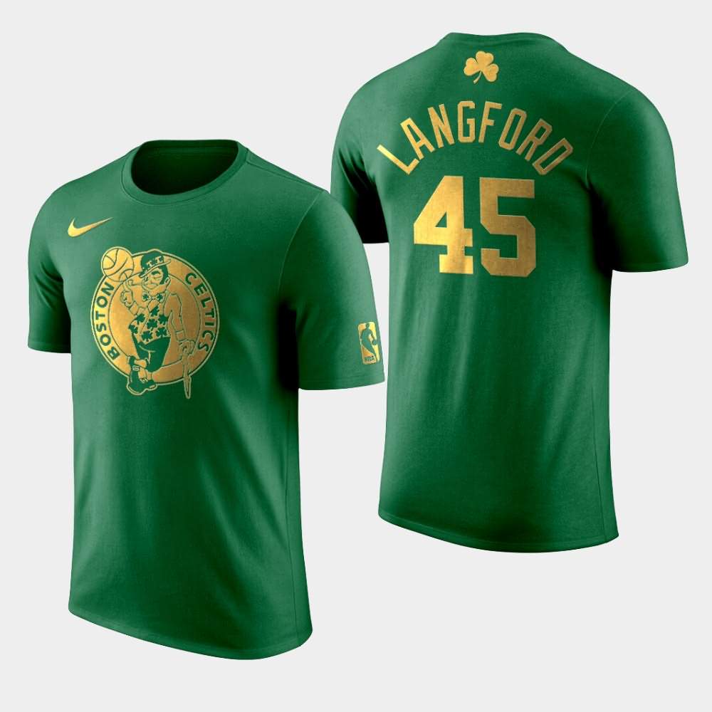 Men's Boston Celtics #45 Romeo Langford Green Golden Edition St. Patrick's Day T-Shirt EHH23E7U