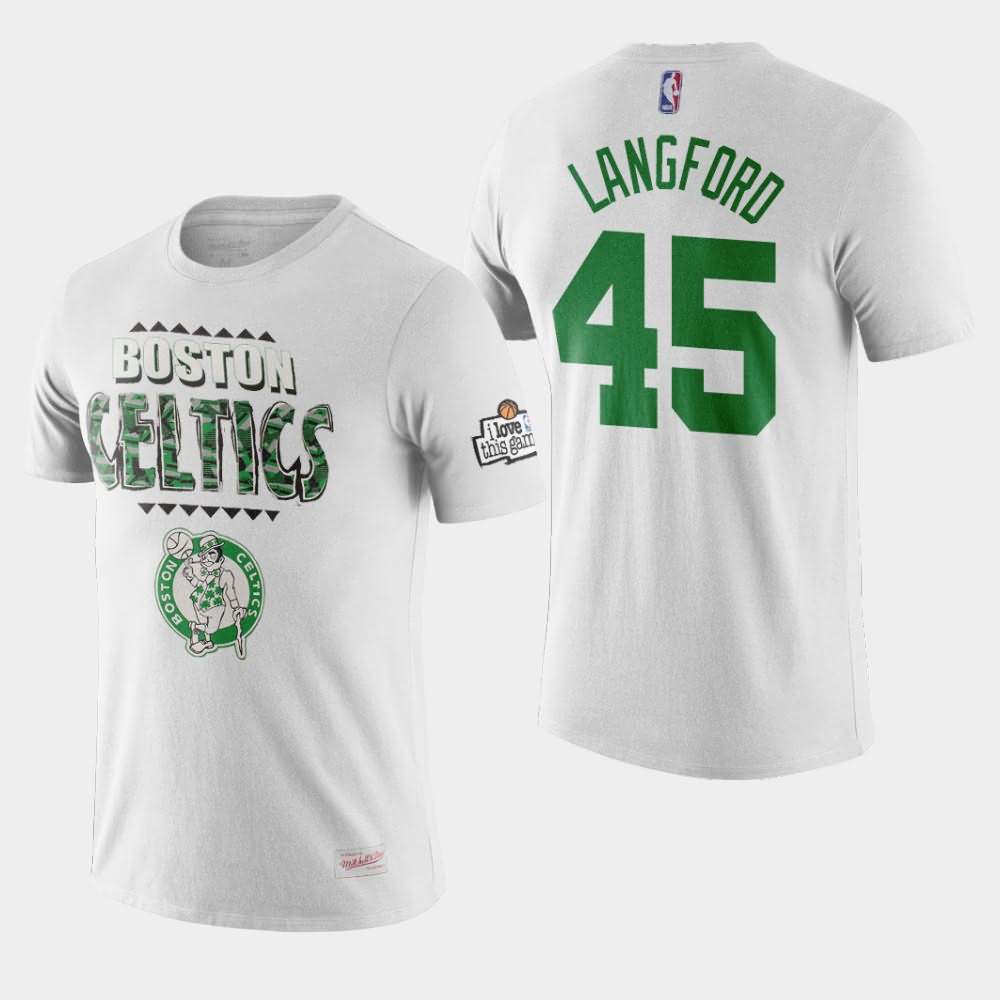 Men's Boston Celtics #45 Romeo Langford White Running Out the Clock Team Kente Letter T-Shirt DIB75E3E