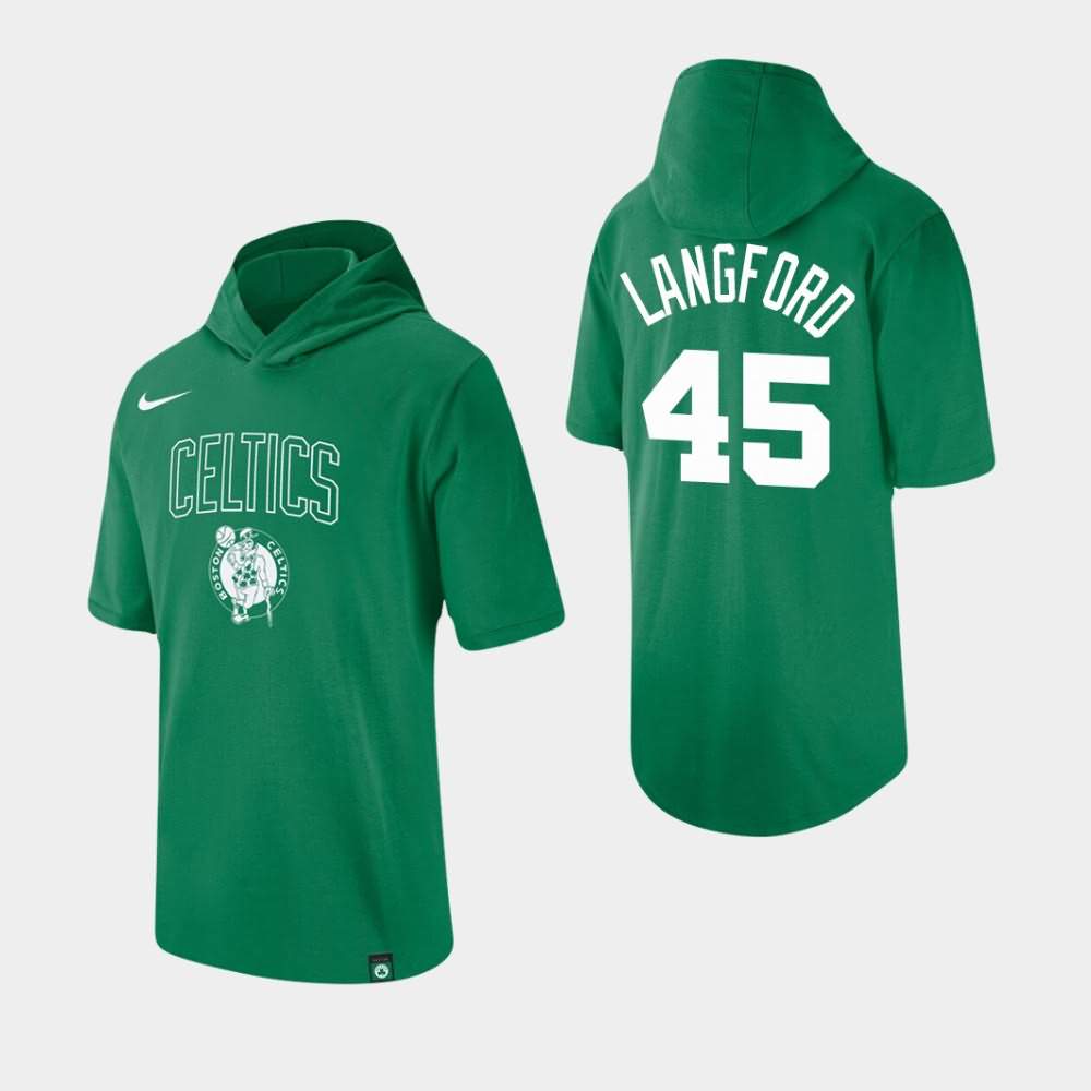Men's Boston Celtics #45 Romeo Langford Kelly Green Hooded Wordmark Logo T-Shirt TCI44E3L