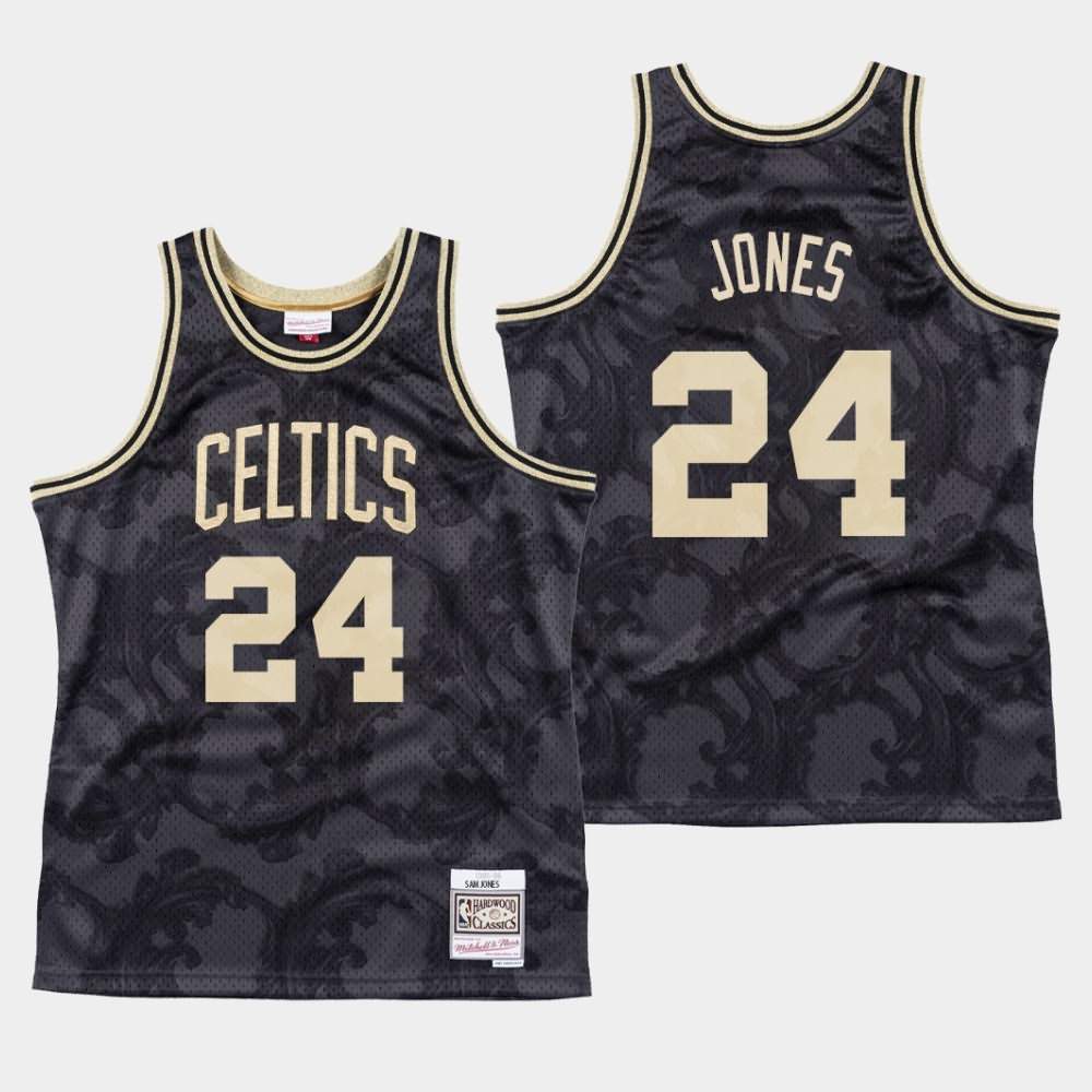 Men's Boston Celtics #24 Sam Jones Black Mitchell & Ness Classic Black Toile Jersey CTW53E3J