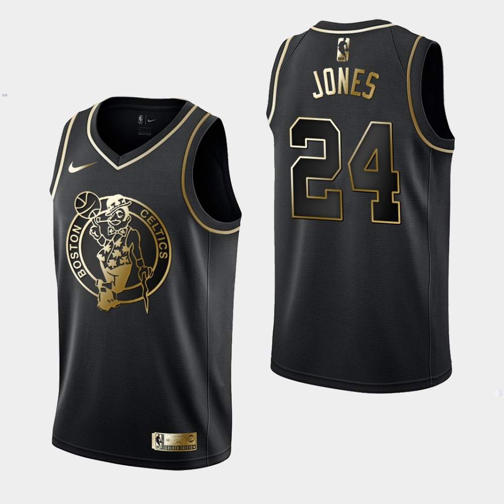 Men's Boston Celtics #24 Sam Jones Black Golden Edition Jersey OPD75E8U