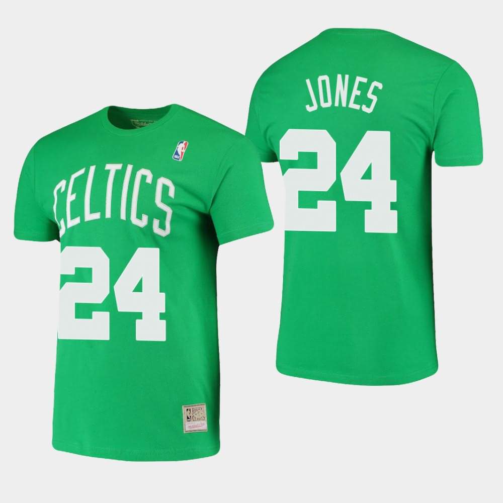 Men's Boston Celtics #24 Sam Jones Kelly Green Stitch Hardwood Classics T-Shirt QXI84E4J
