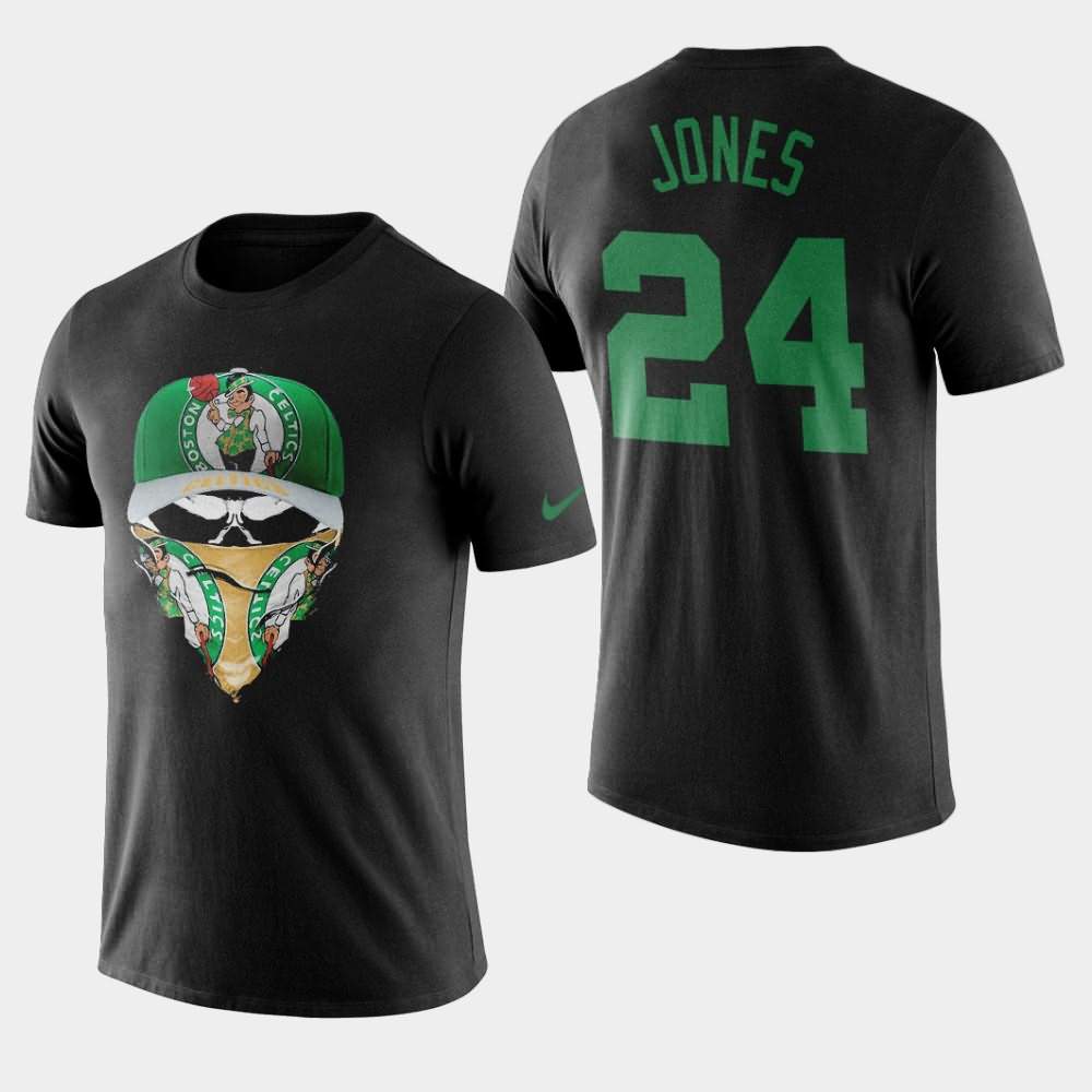 Men's Boston Celtics #24 Sam Jones Black 2019-nCoV Skull Mask T-Shirt UZO27E6T