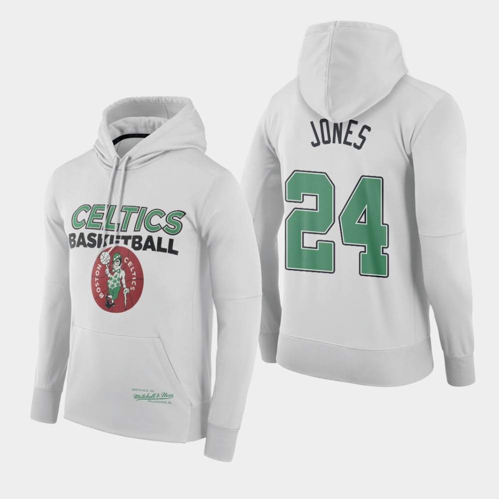 Men's Boston Celtics #24 Sam Jones White Throwback Logo Hoodie GMY81E3C