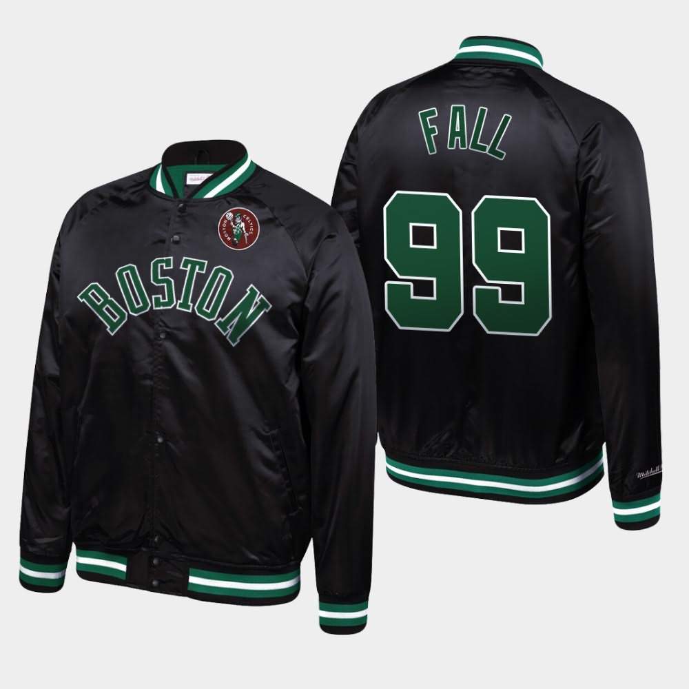 Men's Boston Celtics #99 Tacko Fall Black Mitchell & Ness Satin Raglan Full-Snap Hardwood Classics Jacket LSI31E5I